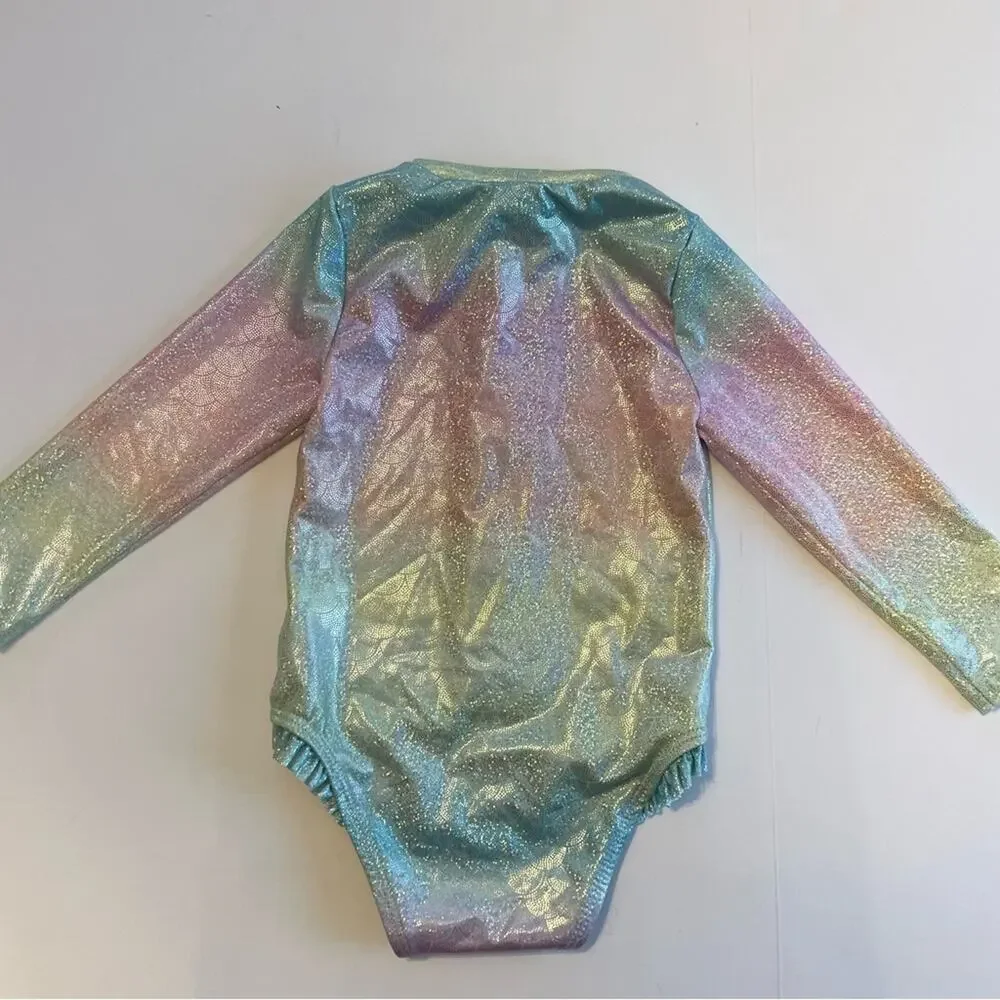 Old Navy Pastel Rainbow Shimmer Long Sleeve Swimsuit